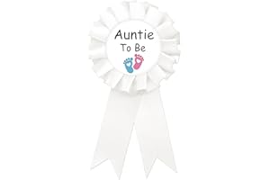 SUPERLUBY Footprint Auntie To Be Tinplate Badge Pin, Best Aunt Ever Button Pin for Women, Gender Reveal Brooch Button Pin, White Rosette Auntie To Be Button for Baby Shower/Newborn Baby Party Celebration