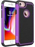 iPhone 7 Case, OEAGO iPhone 7 Silicone Case [Drop Protection] [Shock Proof] Hybrid Dual Layer Rubber Plastic Impact Defender Rugged Slim Hard Case Cover Shell for Apple iPhone 7 - Purple