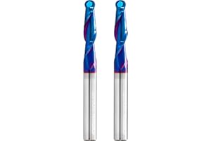 2 PCS CNC Router bits 1/4inch Shank Carbide Ball Nose End Mill with Nano Blue Coating for Side Milling,End Milling,Finish Mac