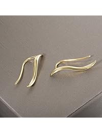 S.Leaf - Pendientes de plata de ley con diseño de oreja escalada