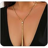 FUTIMELY Long Gold Lariat Necklace,Dainty Gold Adjustable Chain Statement Necklace for Women,Trendy Extra Long Herringbone Link Y Necklaces Prom Party Jewelry