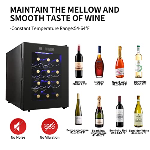 12 Bottle Wine Cooler Refrigerator, Compact Mini Wine Fridge with