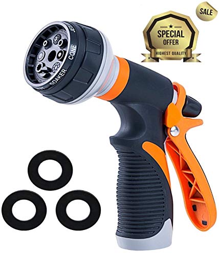Garden Hose Nozzle Spray Nozzle | Water Nozzle with Heavy Duty 8 Adjustable Watering Patterns, Slip and Shock Resistant for Watering Plants, Cleaning, Car Wash and Showering Pets - Thumbnail 4