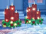 Lighted Christmas Candle Garden Stakes - Set of 2