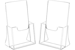 HIIMIEI 2 Pack 4 inch Wide Acrylic Brochure Holders for Pamphlets, Cards, Brochures, Magazines, Literature, Pamphlets Display Stand for Countertop