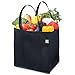 Tundra Tote Reusable Shopping Bags (5 Pack, Black) Hold Over 40 lbs, Extra Large, Heavy Duty Tote Bags with Long, Reinforced Handles and Removable Plastic Bottoms for Extra Strength and Ease of Use