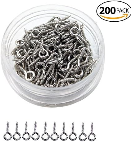 Zapour 200 Pieces Eye Screws Small Hook Eye for Resin, Jewelry, Bead with Storage Box, 10 mm X Hoop 4 mm