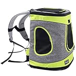Petsfit 17"H x13"L x11"D Inches Comfort Dogs Carriers Backpack Grey and Green Trim,Hold Pets Up to 15 LBS,Go for Walk, Hiking and Cycling