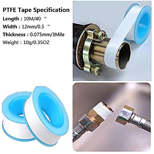 Teflon Tape, Thread Seal Tapes,PTFE Thread Seal Tape for Plumbers Sealant Tape for Leak Water Pipe Thread 1/2 inch x 500 inch (2 Pack/White)