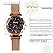 Fungorgt Women's Analog Watch with Stainless Steel Mesh Band, 34mm Dial, 43g Weight, 8mm Thickness, Adjustable Band Length, Water Resistant, Magnetic Movement