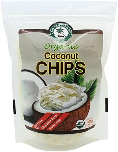 Sun Rich Paradise Organic Coconut Chips Flakes Unsweetened 7.05 oz USDA (Pack of 3)