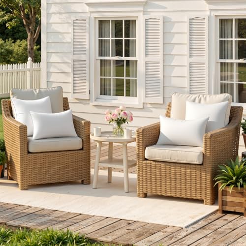 MIULEE Pack of 2 12x20 Outdoor Pillow Inserts, Waterproof Decorative Rectangle Throw Pillow Inserts for Patio Sofa Garden Porch Couch
