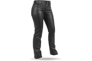 XELEMENT MOTORCYCLE GEAR Xelement B7600 Motorcycle Leather Pants for Women - Ladies High Grade Black Cowhide Pants (12)
