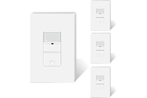 TOPELER 4 Pack Occupancy Sensor Light Switch, Neutral Wire Required, Motion Activated Wall Switch, Single Pole for CFL/LED/Incandescent Bulb, Wall Plate Included, UL Listed FCC Approval