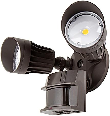 LED Security Light | Motion Activated & Photocell Sensor Security Light Fixture | 3000K and 5000K in one Lamp | Floodlight, Entryways, Porch | Four Bros Lighting (Dual Head - 20W - White)