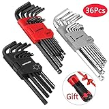 36Pcs Hex Key Meterk Allen Wrench Set, Inch/Metric/Star, Long Arm Ball End Hex Key Socket Head Screw Wrench Multi-size Internal Hexagonal Spanner, Bonus Free Strength Helping T-Handle