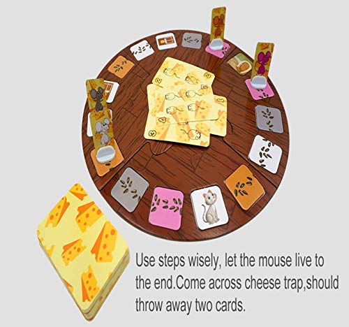 Board Game for Kids, “Just Chase” Card Game with Cheese Trap, Cute Cat Card Family Party Game for 5 Years&Up, 2-6 Players
