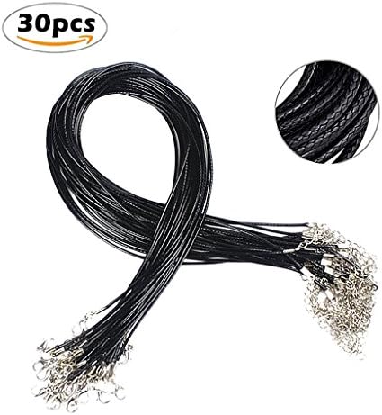 30pcs Artificial Leather Snakeskin Neck Rope for DIY Necklace Making Accessories(Black,Dia 2.0mm) By Alimitopia