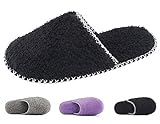 HomeTop Women's Cozy Plush Fleece Slip On Memory Foam House Slippers (Medium / 7-8 B(M) US, Black)