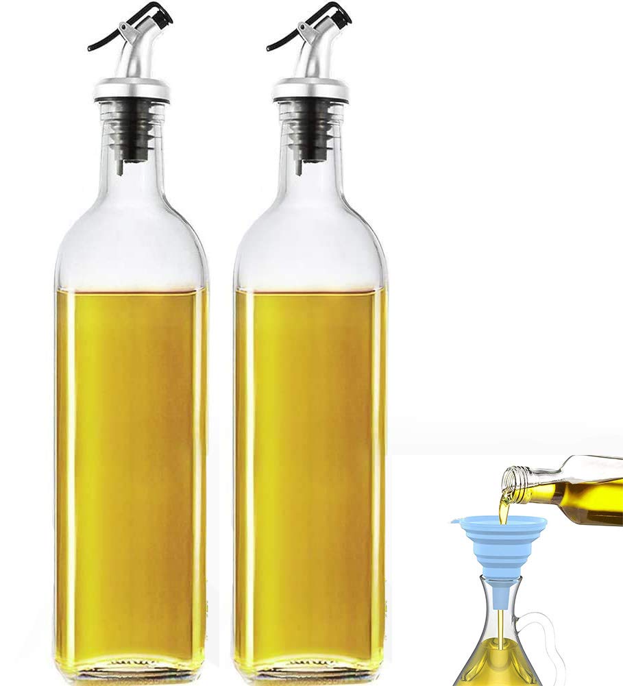 Buy NUVELER Glass Oil Dispenser with Foldable Funnel, 1000 ml, Pack of