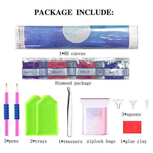 5D Diamond Painting Kits by Numbers for Adults and Beginners Bright Moon Tree Wall Art Round Full Drill DIY Starry Night Diamond Art,Perfect for Bedroom Livingroom and Home Wall Decor 13.8x17.7in