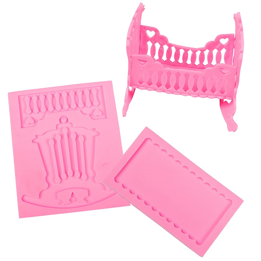 WonDerfulC Baby Crib Fondant Cake Mold Baby Cradle DIY Chocolate Molds Epoxy Mould Cupcake molds Silicone Baking Mold