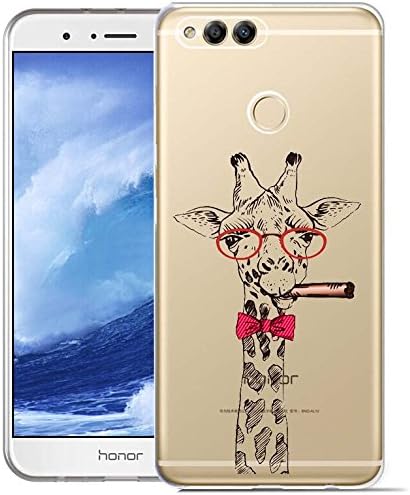 Honor 7X Case, ocketcase® TPU Soft Silicone Gel Back Cover Case Transparent Shockproof Protective Shell Bumper for Huawei Honor 7X (giraffe) + Free Universal Screen Stylus