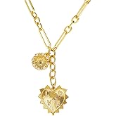 OTEEGX Chunky Gold Necklace for Women Trendy 18K Gold Sun Pendant Necklaces Heart Choker Necklace Coquette Love Jewelry
