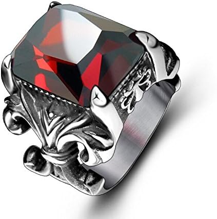 GLucky Jew: Vintage Top Quality Red Ruby Jewelry Rings For Men Never Fade Fashion Stainless Steel Brand Big Ring Men Mens Accessory Anel