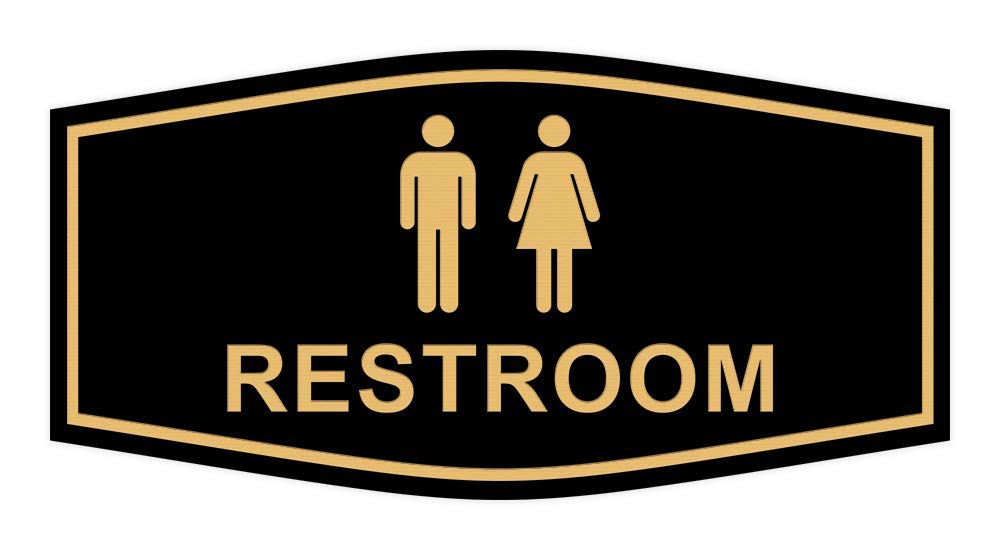 Signs ByLITA Fancy Unisex Restroom Sign Large Brushed Silver Retail