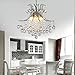 DINGGU Modern 6 Lights Chrome Finish Crystal Chandeliers Flush Mounted Pendant Ceiling Light for Dining Room
