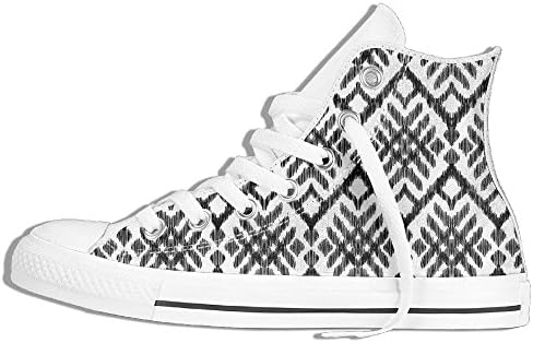 Ongyeyuan Diagonal Ethnic Bohemic Design Made With Stripes And Little Triangle Lines High Top Classic Casual Canvas Fashion Shoes 44