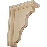 Ekena Millwork BKT02X05X07HARW Hamilton Traditional Wood Brackets, 2 1/4"W x 5"D x 7"H , Rubberwood