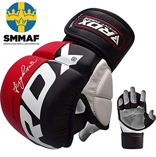 RDX-Guantes-MMA-para-Artes-Marciales-Entrenamiento-Cuero-Grappling-Guantillas-Bueno-para-Sparring-Muay-Thai-Kickboxing-Saco-de-Boxeo-Combate-Training-y-Lucha-Libre