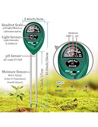 Swiser   Medidor de pH de suelo, 3 en 1, para pruebas de humedad, luz y pH, para uso en interiores y exteriores, para cuidado de plantas y jardines, granjas, plantas, hierbas y herramientas de jardinería, sin necesidad de pilas, paquete de de 1