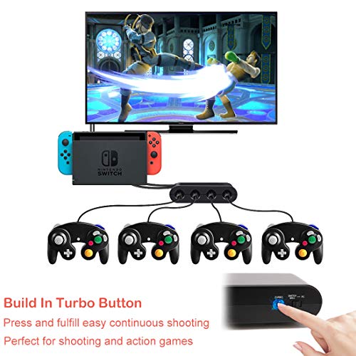 Defway Switch Gamecube Controller Adapter, Wii-U Gamecube Adapter for Super Smash Bros Ultimate, GC Controller Adapter for PC, with 4 Player Ports, Turbo Button, 75Inch Cable, No Lag No Driver Needed - Thumbnail 5