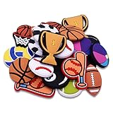 SHINQEAR 24pcs PVC Softball Baseball Tennis Billiard Basketball Trophy Cup Volleyball Colored Ball Football Rugby Croc Shoe Charms Fits for Clog Shoes Wristband Bracelet Party Gifts