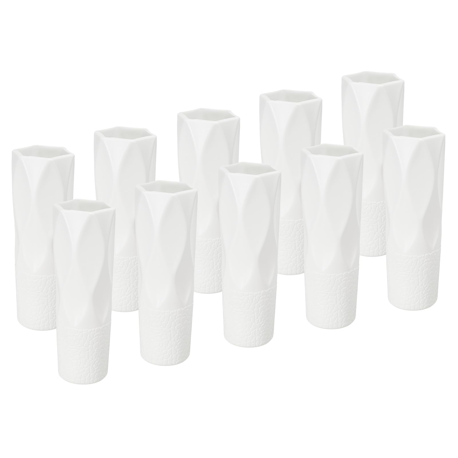 PATIKIL Flower Vase, 10 Pack Plastic Vases for Flowers Ceramic Look Small Tall Floral Vase Table Centerpieces for Home Room Decor, White