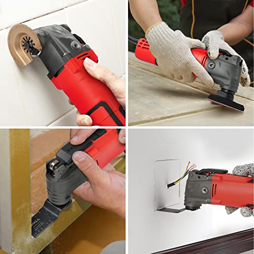 SHALL Oscillating Tool 500W Oscillating Multi-Function Tool Kit with 5° Oscillation Angle, 34 Saw Accessories and Carry Bag