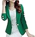 MIKTY Casual Work Office Blazer One Button Jacket for Women and Juniors #5 Green XL