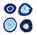 JIC Gem Set of 4 Blue Agate Coaster with Free Rubber Bumper Home Decoration