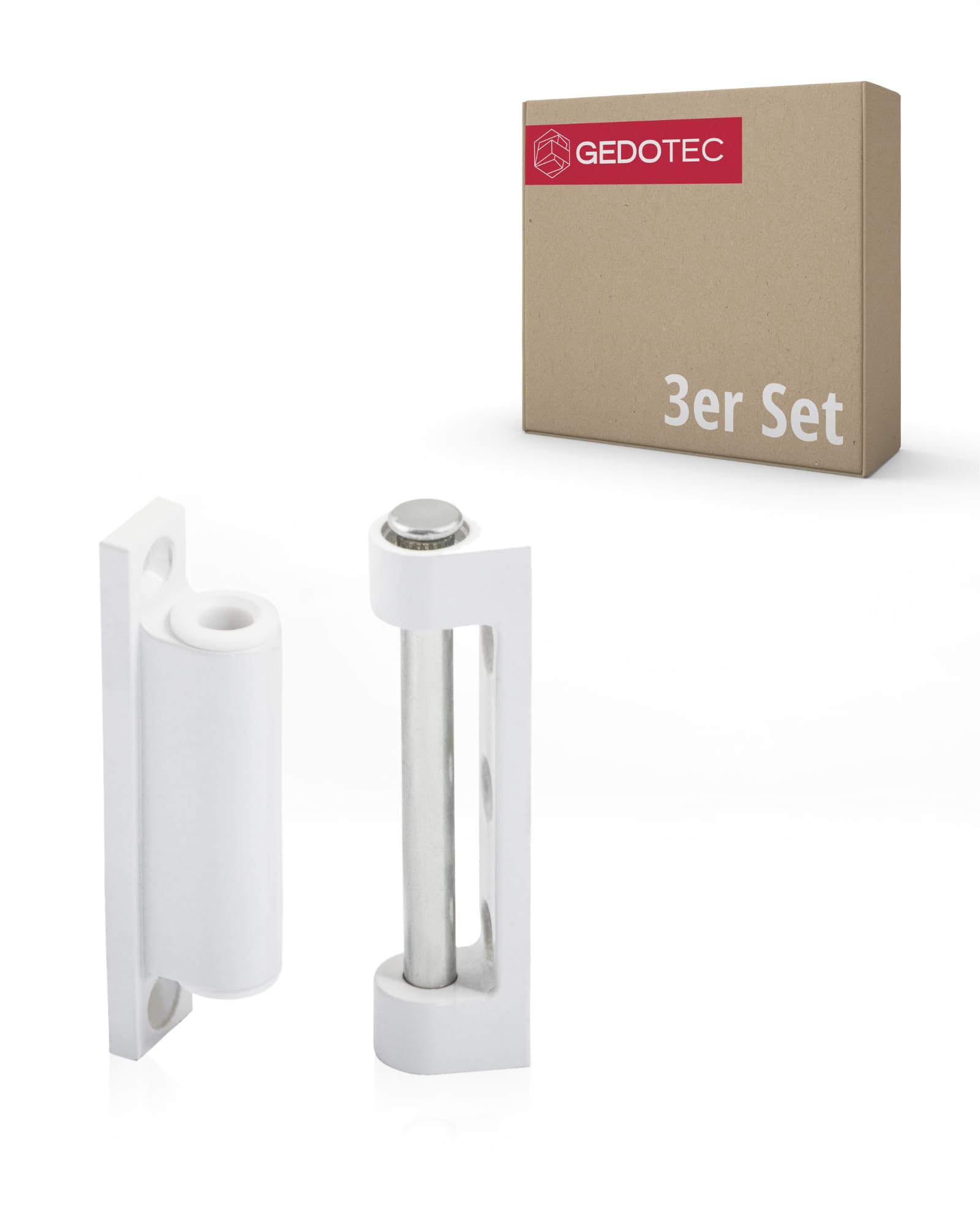 Gedotec Window Hinge | 3 Pieces | 20 x 75 mm White Plastic Renovation Hinge | for Screw-On Installation | for Wooden Doors & Windows โ image 1