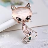 GUAngqi Vintage Pink Cat Brooch Pin Corsage Antique Imitation Opals Animal Brooches For Women Small Pin