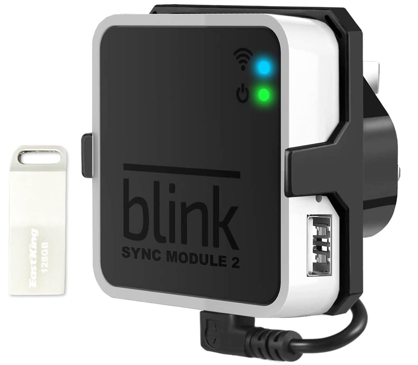 128GB USB Flash Drive and Outlet Mount for Blink Sync Module 2, Save Space and Easy Move Mount Bracket Holder for Blink Outdoor Blink Indoor Security Camera System (Black)
