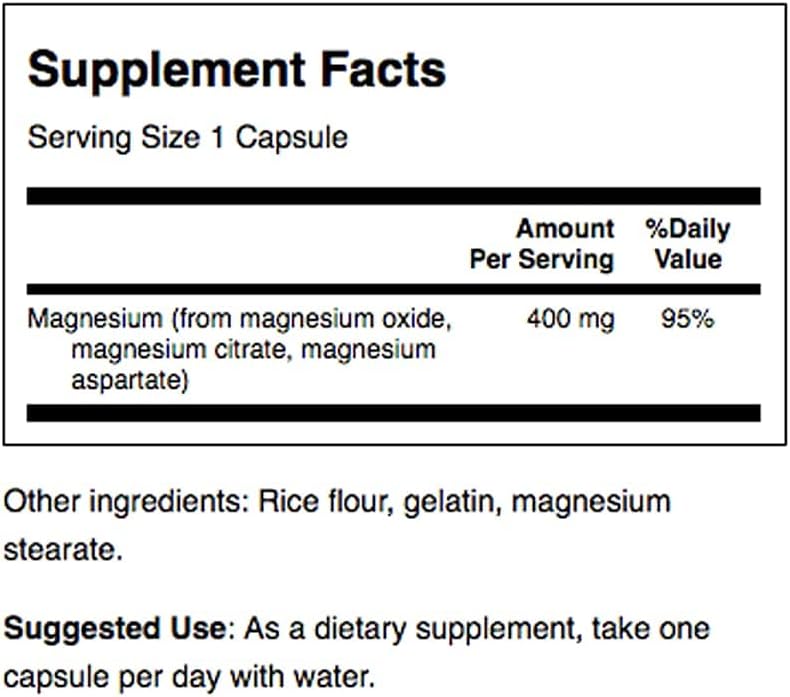Swanson Triple Magnesium Complex Absorption Support Bone and Mood Health Citrate Oxide and Aspartate Combination Supplement 400 mg 100 Capsules: Health & Personal Care