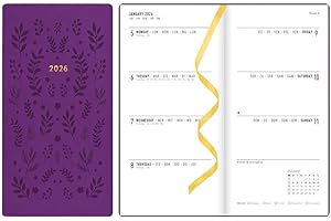 Letts of London® 2026 Woodland Weekly/Monthly Planner, 12 Months, January to December, Slim Pocket Size, 6.625" x 3.25", Sewn