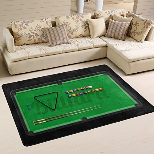 DEYYA Modern Polyester Fabric Area Rug,Billiard Poster Pool Hall Eight Ball Carpet Living Room Bedroom Rug for Children Play Solid Home Decorator Floor Rug 72 x 48 Inch