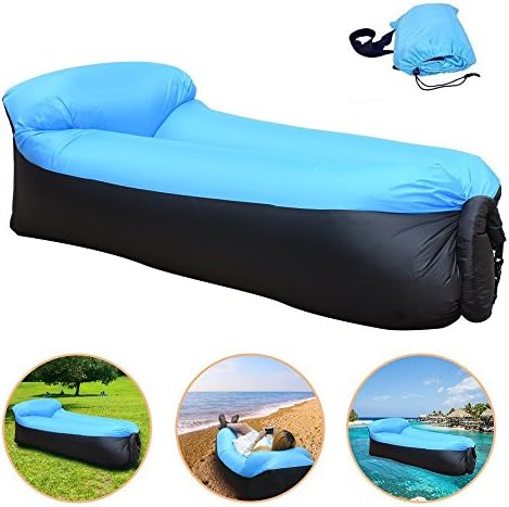 Sportrodo Blue Portable Natural Inflatable Lounger Sofa Couch Chair Seat Air Compression Bag with Carry Bag Hangout Hammock for Camping, Picnics, Festivals, Travelling, Hiking, Pool and Beach Parties
