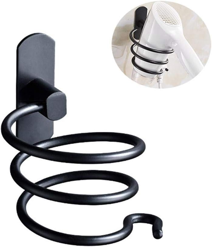 Soporte de pared para secador de pelo AOLVO, de aluminio, autoadhesivo