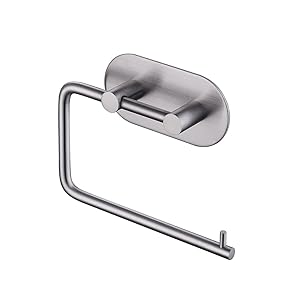 KES Self Adhesive SUS 304 Stainless Steel Toilet Paper Holder Storage Bathroom Kitchen Paper Towel Dispenser Stick On Sticky Tissue Roll Hanger Wall Mount Contemporary Style, Brushed Finish, A7071-2